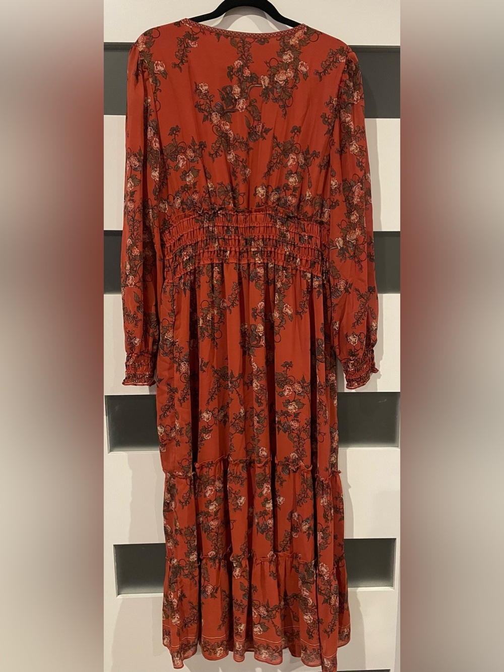 Max Studio Rust Floral Long-Sleeve Maxi Dress - Picture 5 of 6